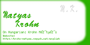 matyas krohn business card